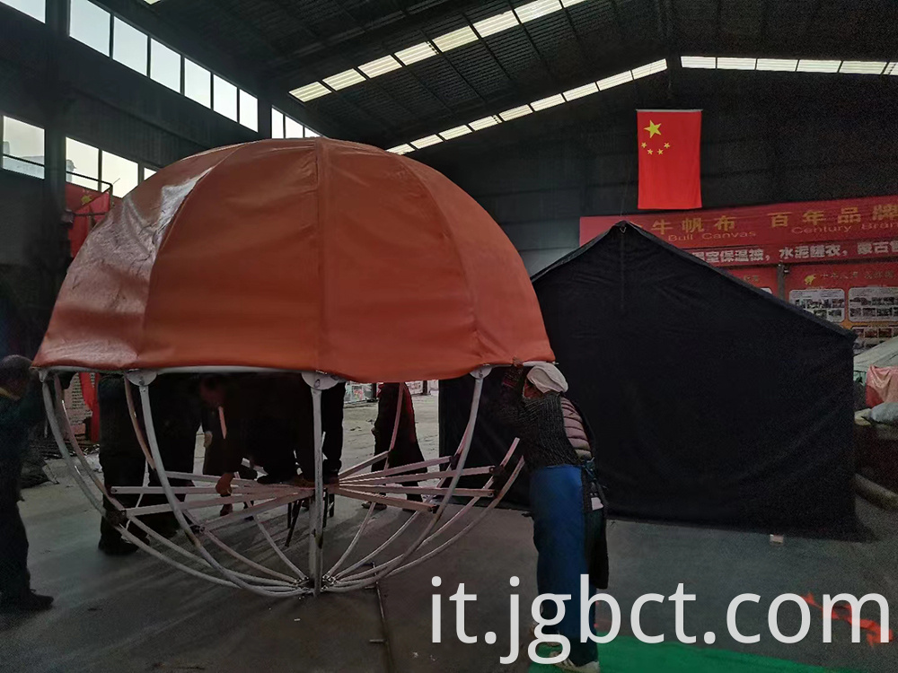 Customized processing of wind resistant spherical tents